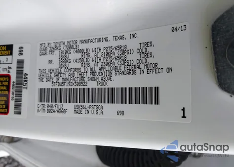2013 Toyota Tundra Grade 5.7L V8 from USA, damaged, VIN 5TFDW5F19DX308522